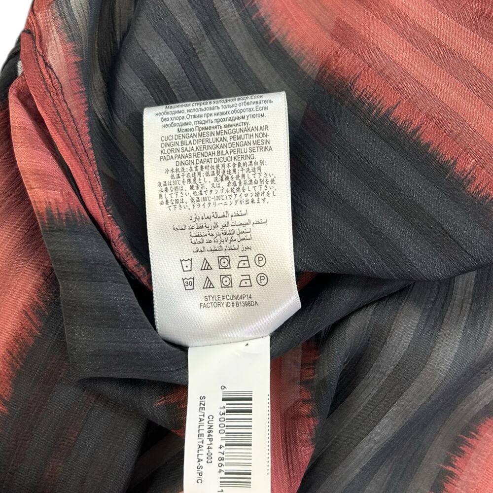NEW BCBGMAXAZRIA S Sheer Stripe Ombre Midi Dress V-Neck Tie Waist Removable Belt - Picture 14 of 14